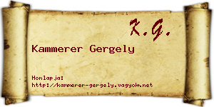 Kammerer Gergely névjegykártya